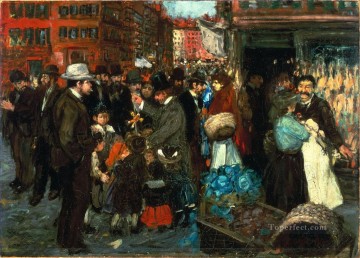 150の主題の芸術作品 Painting - ヘスター・ストリート・ジョージ・ラックスの都市景観シーンのコマーシャル